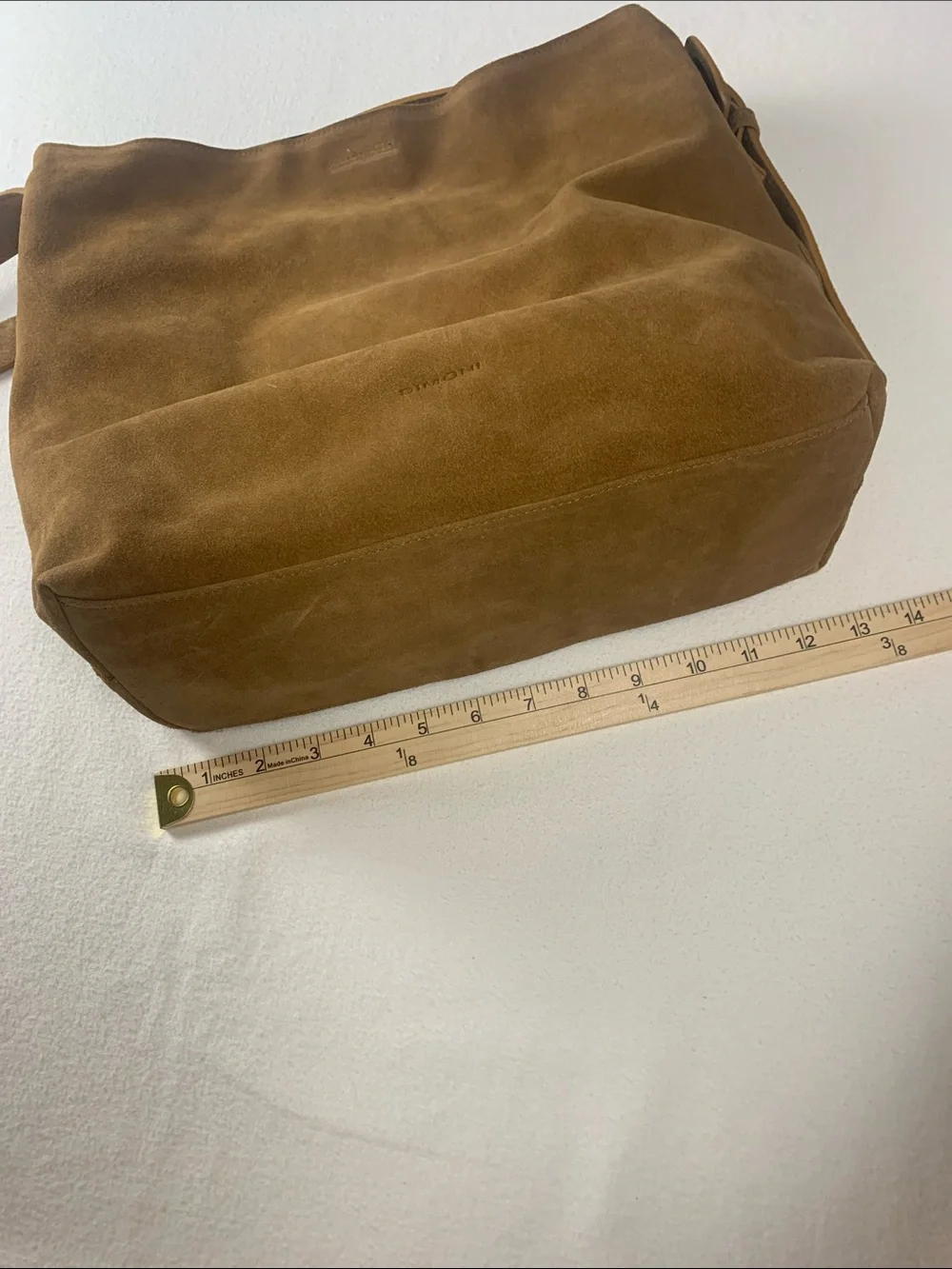 Dimoni Made in Spain Suede Hobo Shoulder Bag Tobacco Brown Adjustable Strap